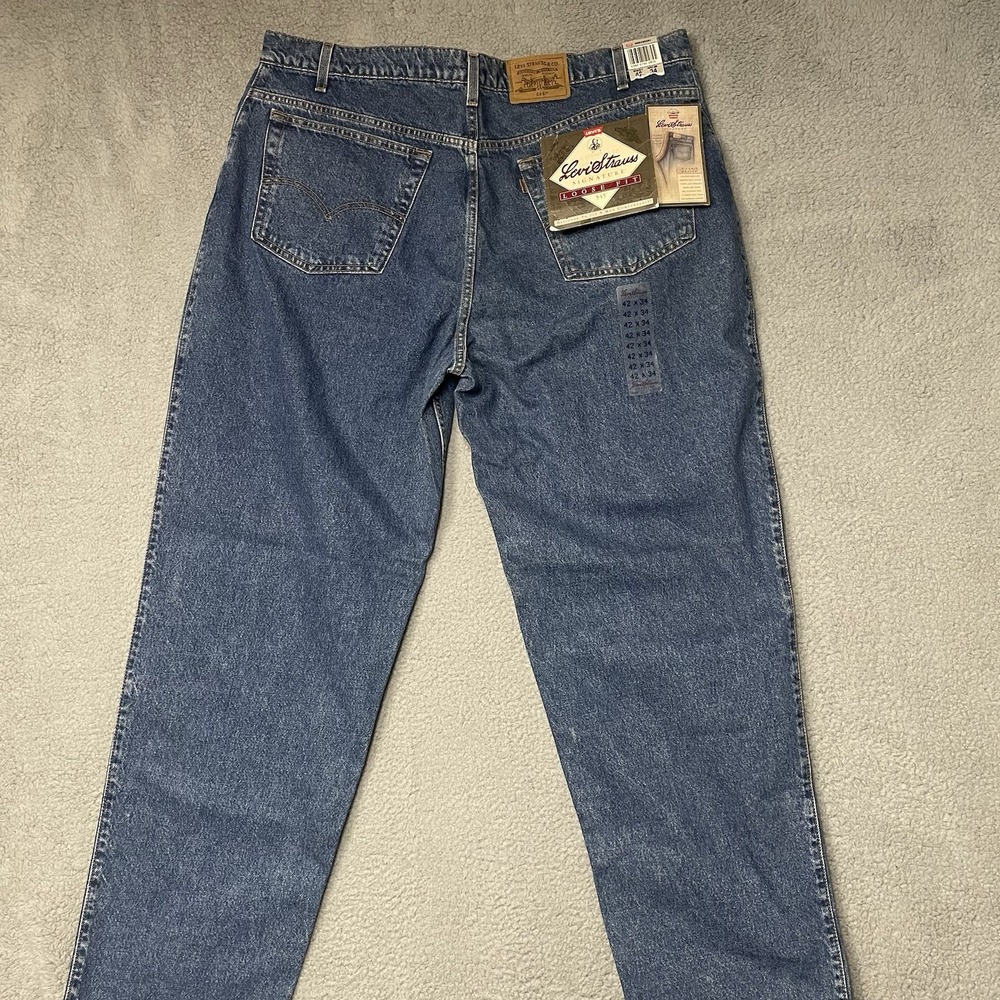 Vintage Levis Jeans 42x34 Med Wash 545 Brown Tab 90s Loose Fit DEADSTOCK NWT